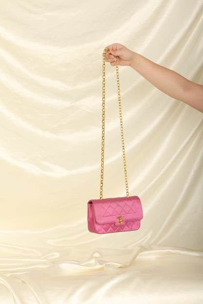 Extremely Rare Chanel 1989 Satin Bijoux Chain Mini Diana