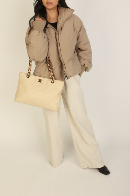 Chanel 2000 Caviar Wood Chain Tote