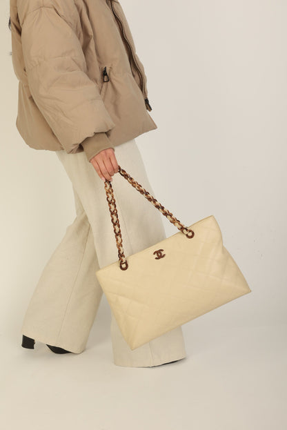 Chanel 2000 Caviar Wood Chain Tote