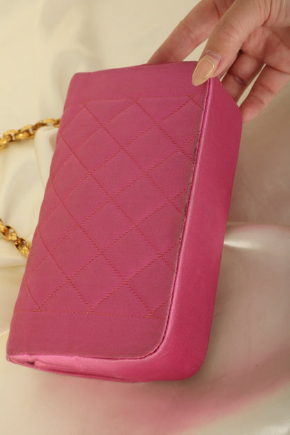 Extremely Rare Chanel 1989 Satin Bijoux Chain Mini Diana