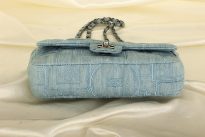 Extremely Rare 2016 Chanel Denim Perfume Embroidered Medium Flap