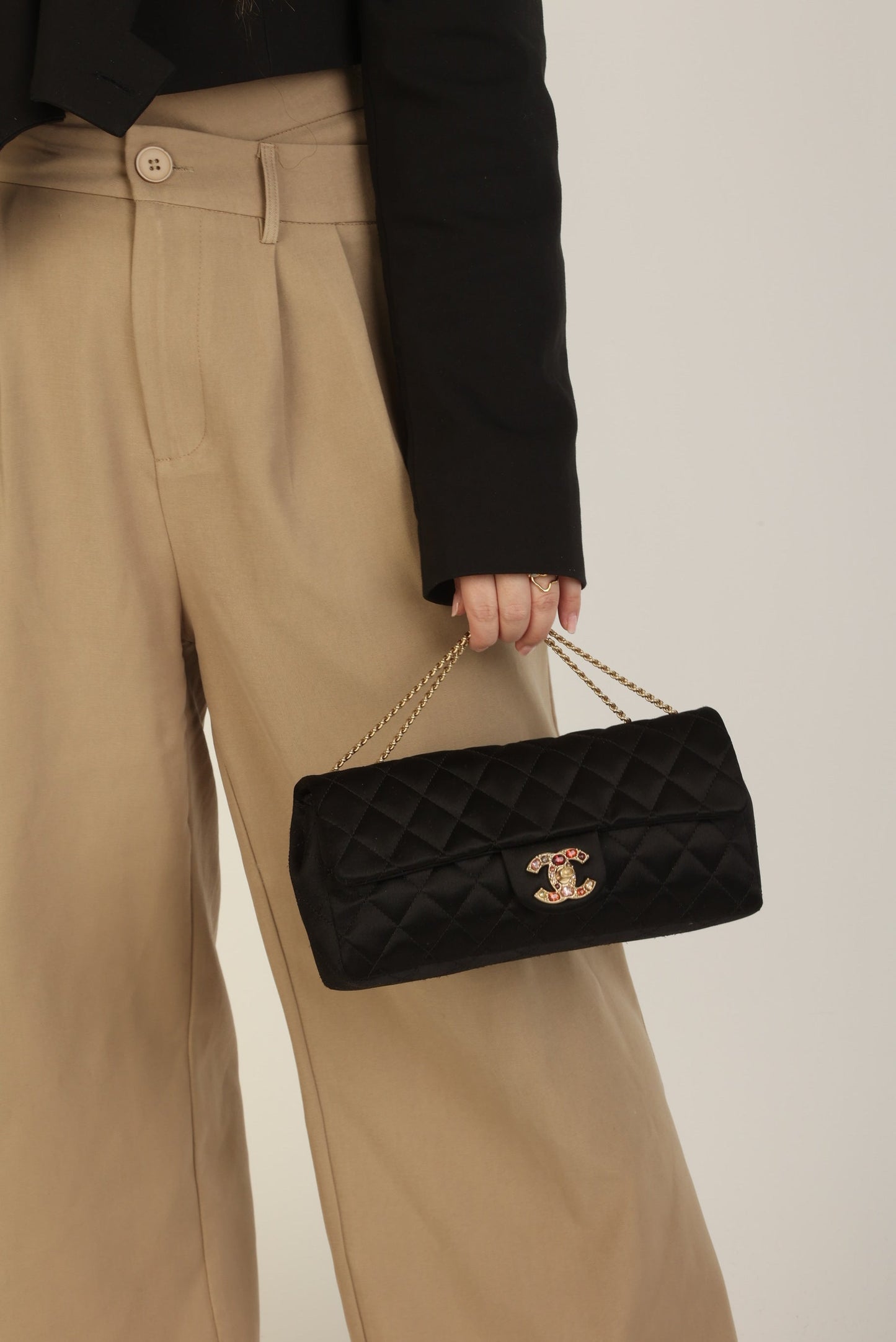 Extremely Rare Chanel 2008 Satin Gemstone East West