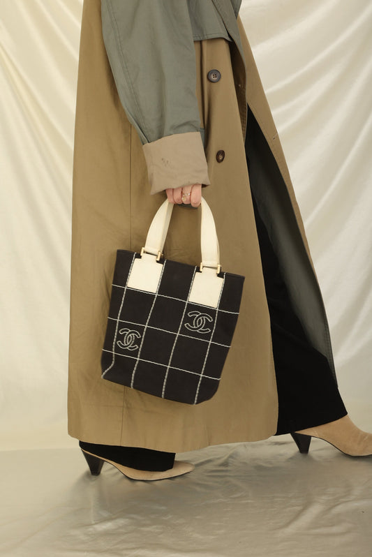 Chanel Canvas Chocolate Bar Mini Tote