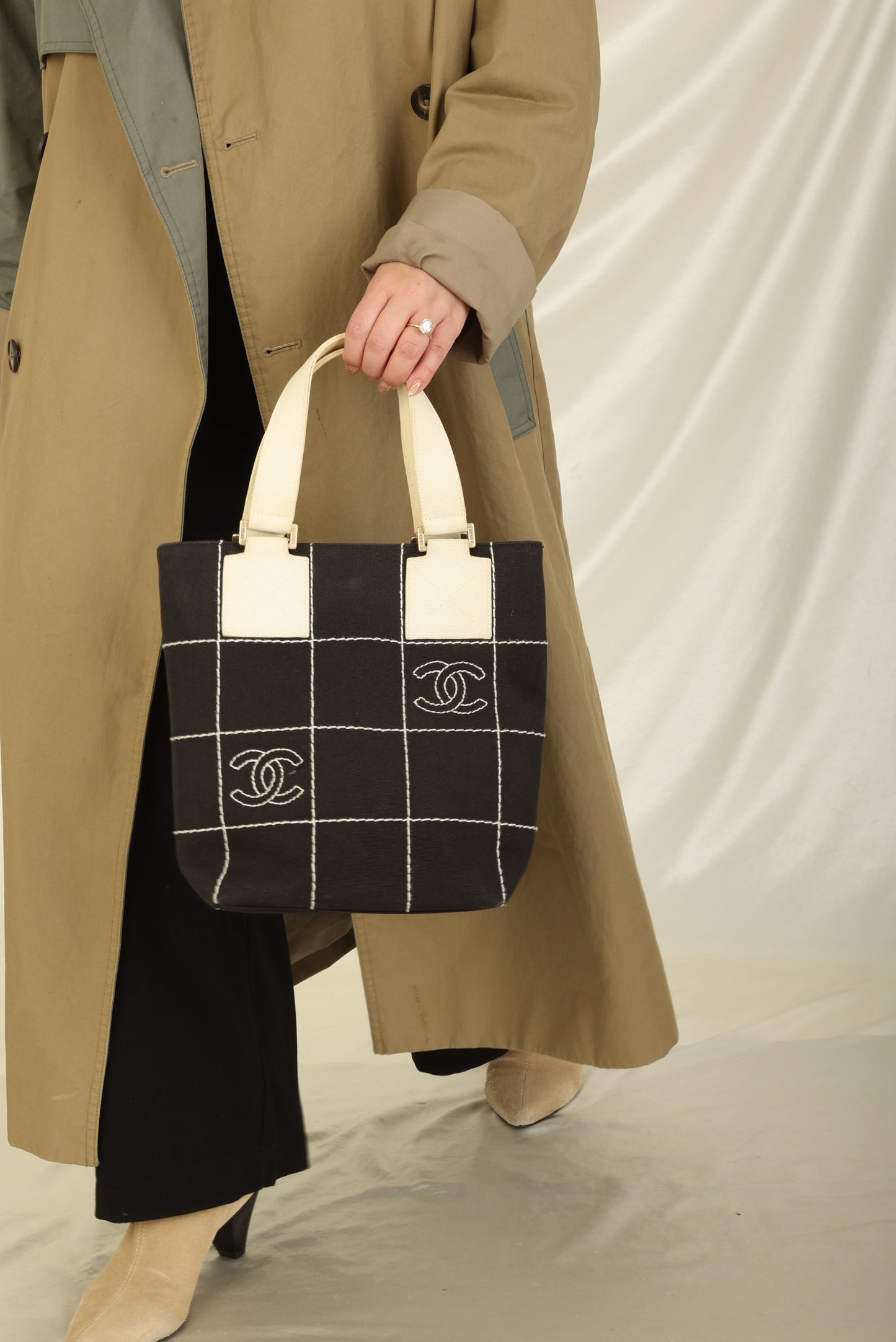 Chanel Canvas Chocolate Bar Mini Tote
