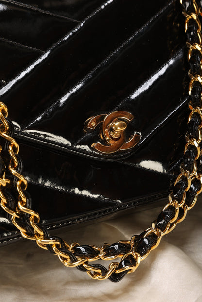 Chanel Patent Chevron Flap Bag