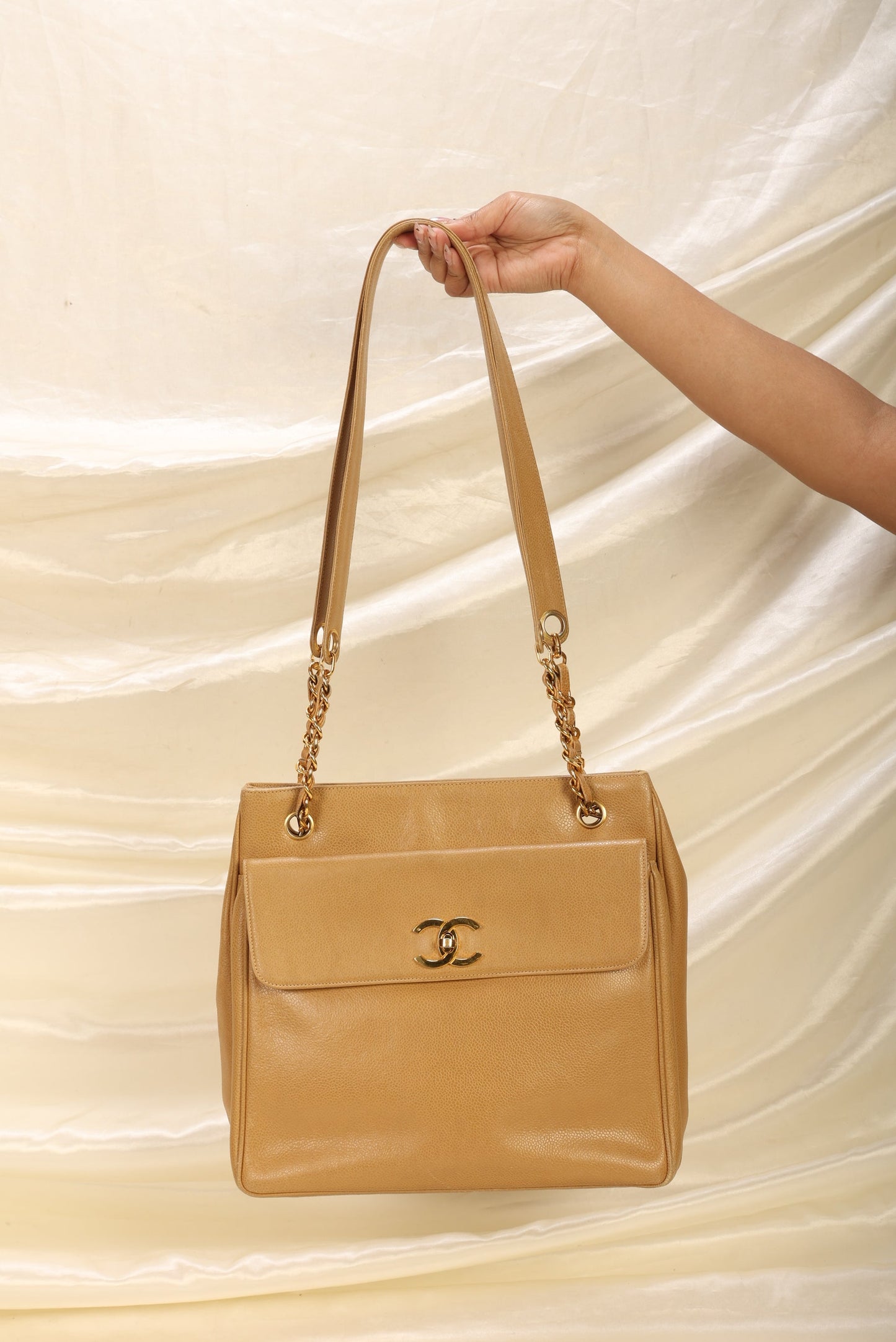 Chanel Caviar Double Sided Turnlock Tote