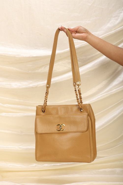 Chanel Caviar Double Sided Turnlock Tote