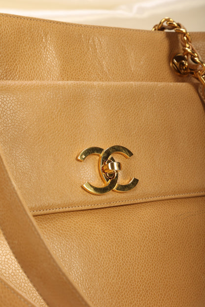 Chanel Caviar Double Sided Turnlock Tote
