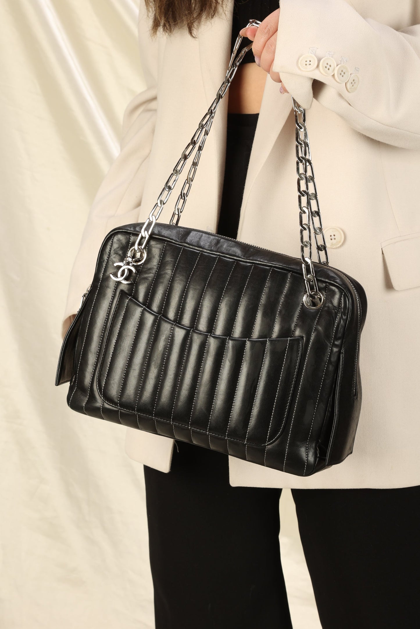 Chanel Vertical Lambskin Chain Tote