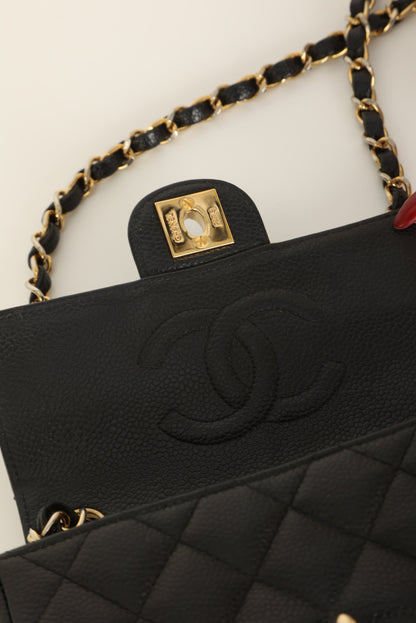 Extremely Rare Chanel 2004 Caviar 24K Mini Square Flap