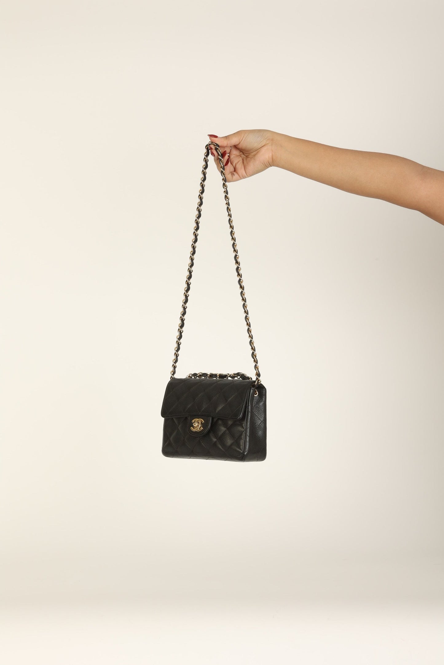 Extremely Rare Chanel 2004 Caviar 24K Mini Square Flap