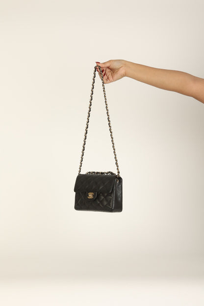 Extremely Rare Chanel 2004 Caviar 24K Mini Square Flap
