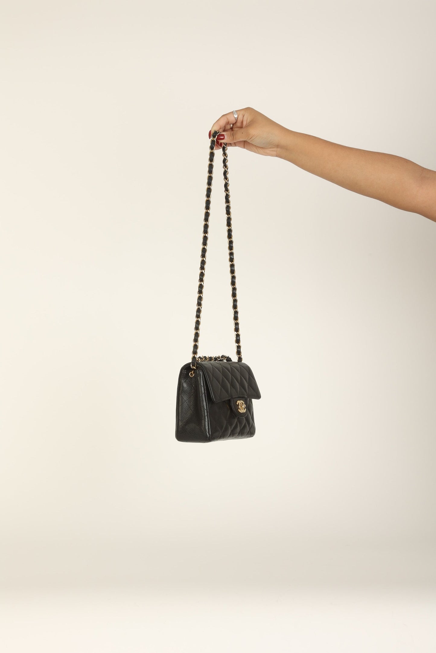 Extremely Rare Chanel 2004 Caviar 24K Mini Square Flap