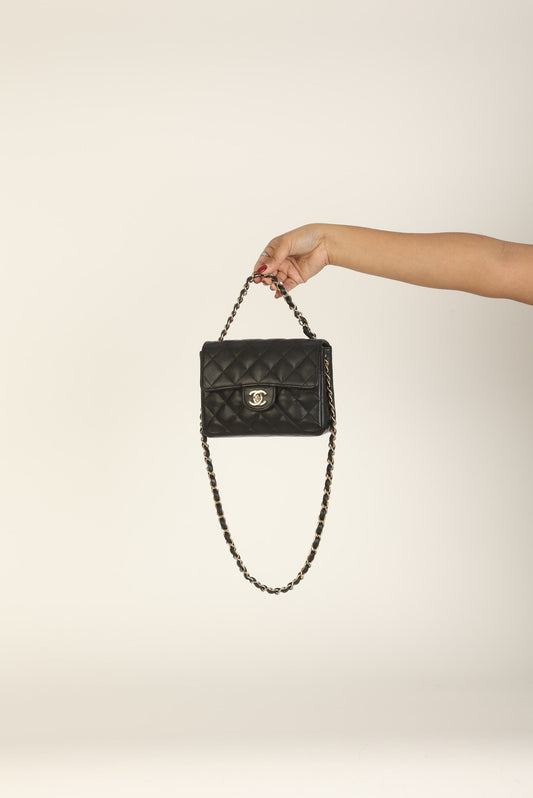 Extremely Rare Chanel 2004 Caviar 24K Mini Square Flap