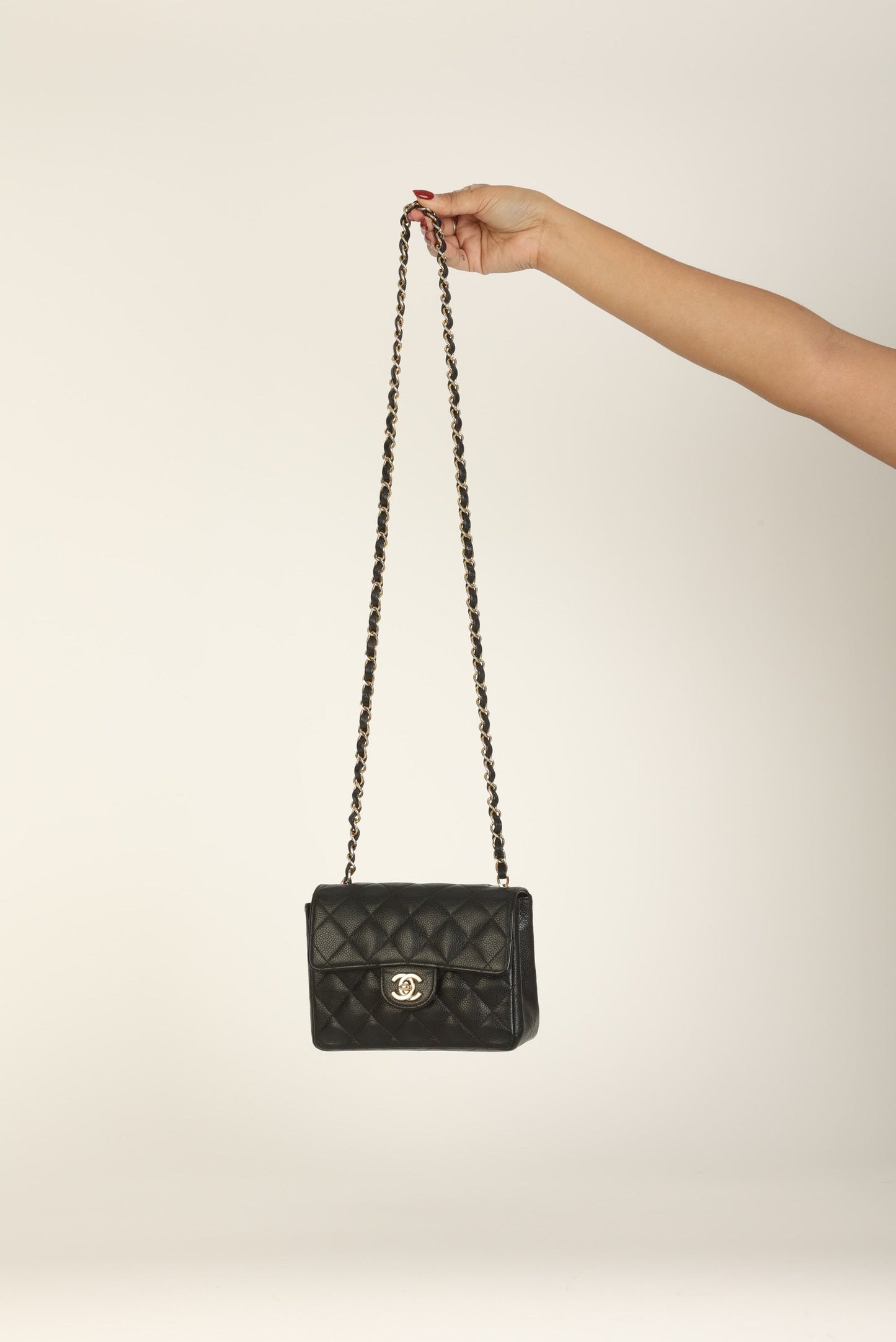 Extremely Rare Chanel 2004 Caviar 24K Mini Square Flap