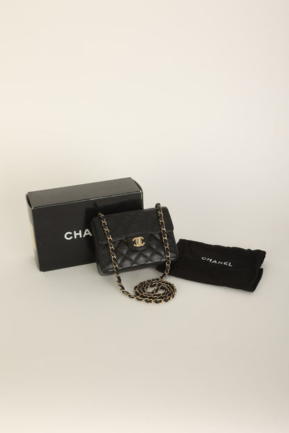 Extremely Rare Chanel 2004 Caviar 24K Mini Square Flap