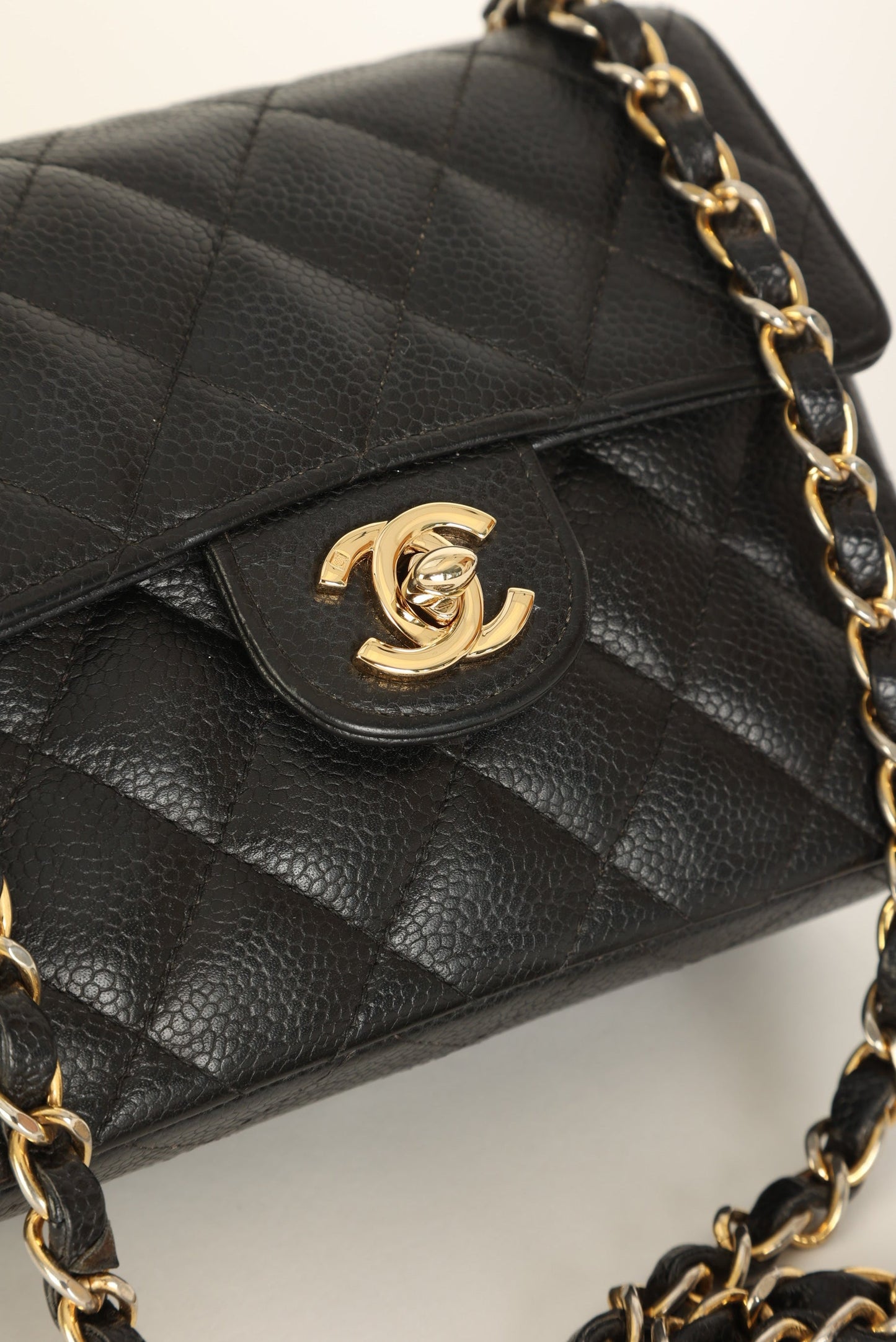Extremely Rare Chanel 2004 Caviar 24K Mini Square Flap