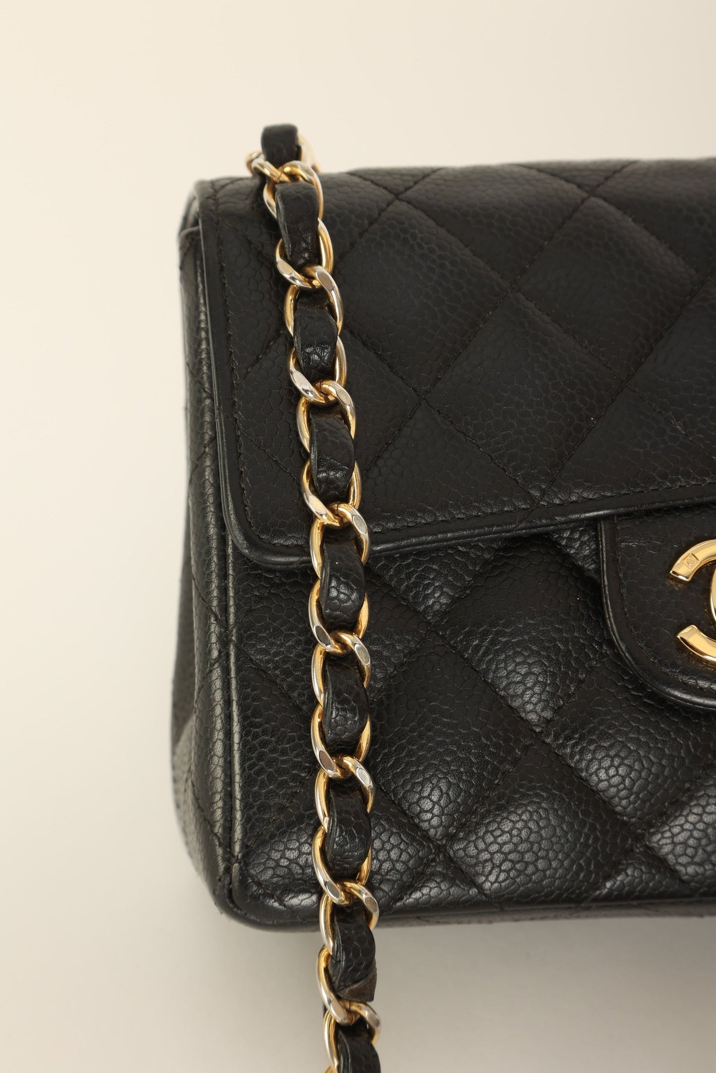 Extremely Rare Chanel 2004 Caviar 24K Mini Square Flap