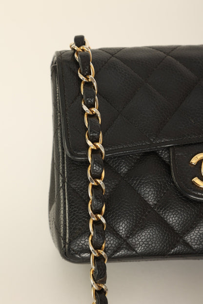 Extremely Rare Chanel 2004 Caviar 24K Mini Square Flap