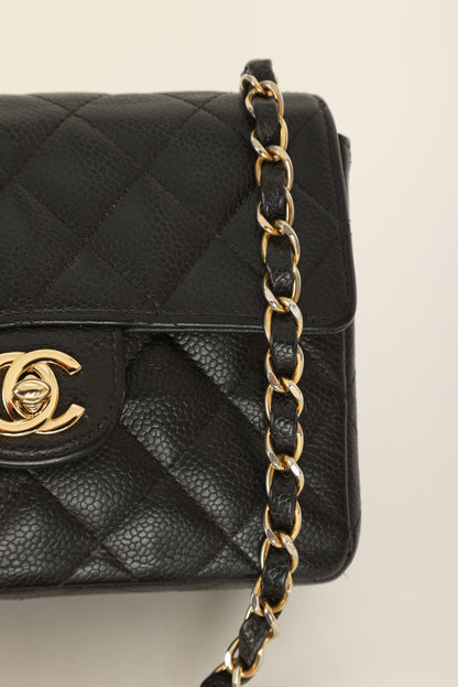 Extremely Rare Chanel 2004 Caviar 24K Mini Square Flap