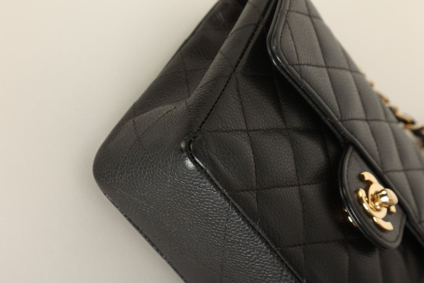 Extremely Rare Chanel 2004 Caviar 24K Mini Square Flap