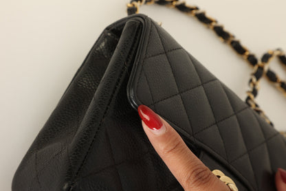Extremely Rare Chanel 2004 Caviar 24K Mini Square Flap