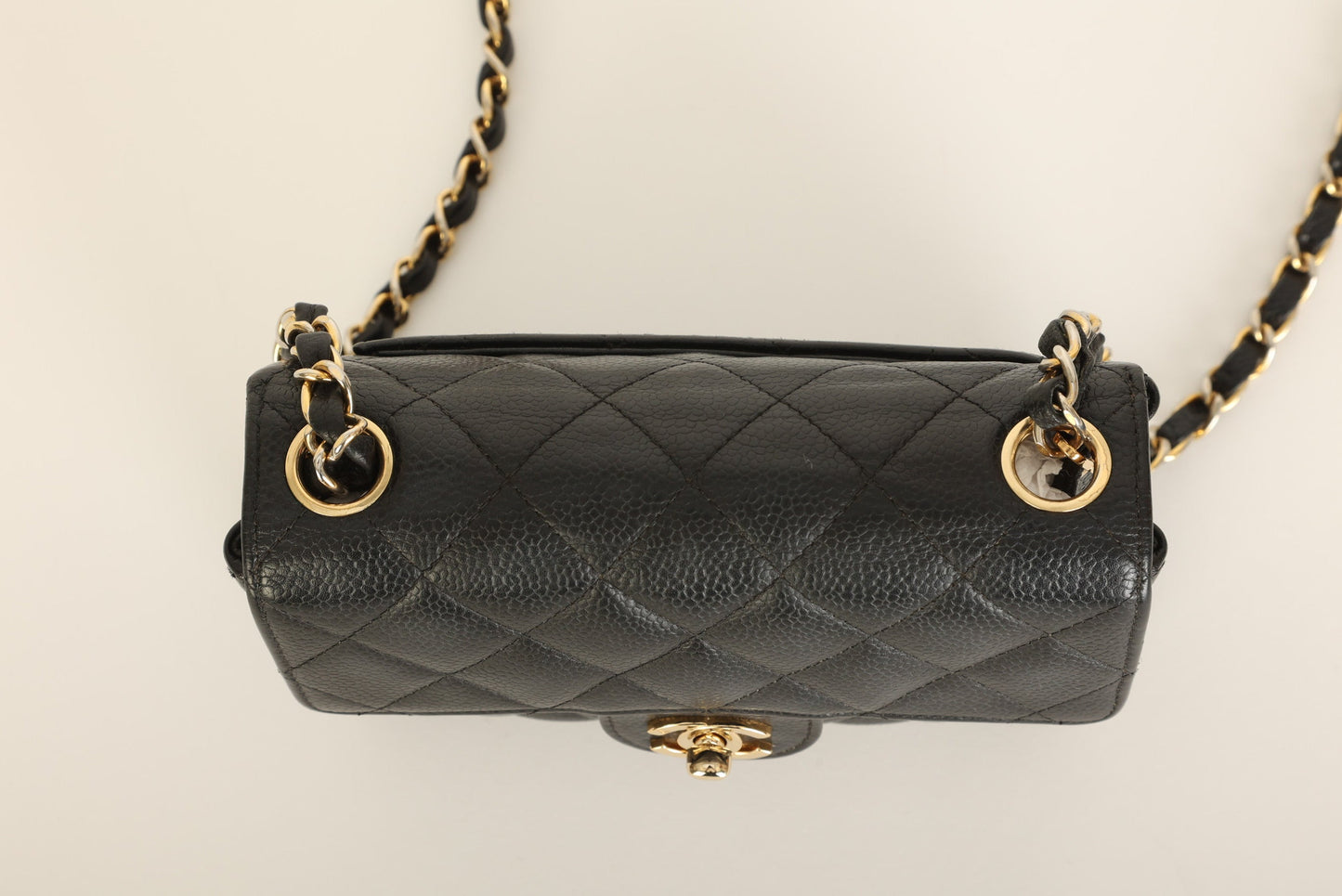 Extremely Rare Chanel 2004 Caviar 24K Mini Square Flap