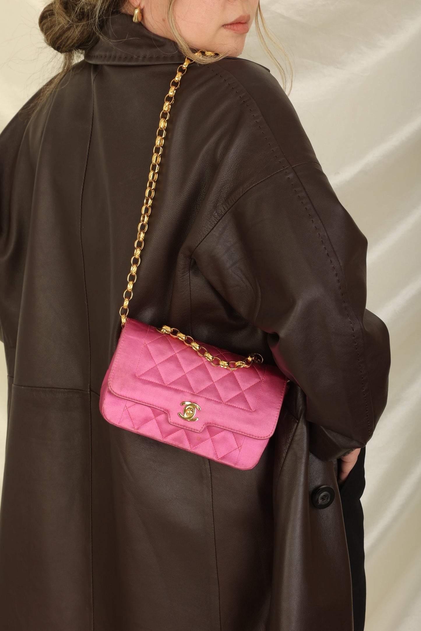 Extremely Rare Chanel 1989 Satin Bijoux Chain Mini Diana