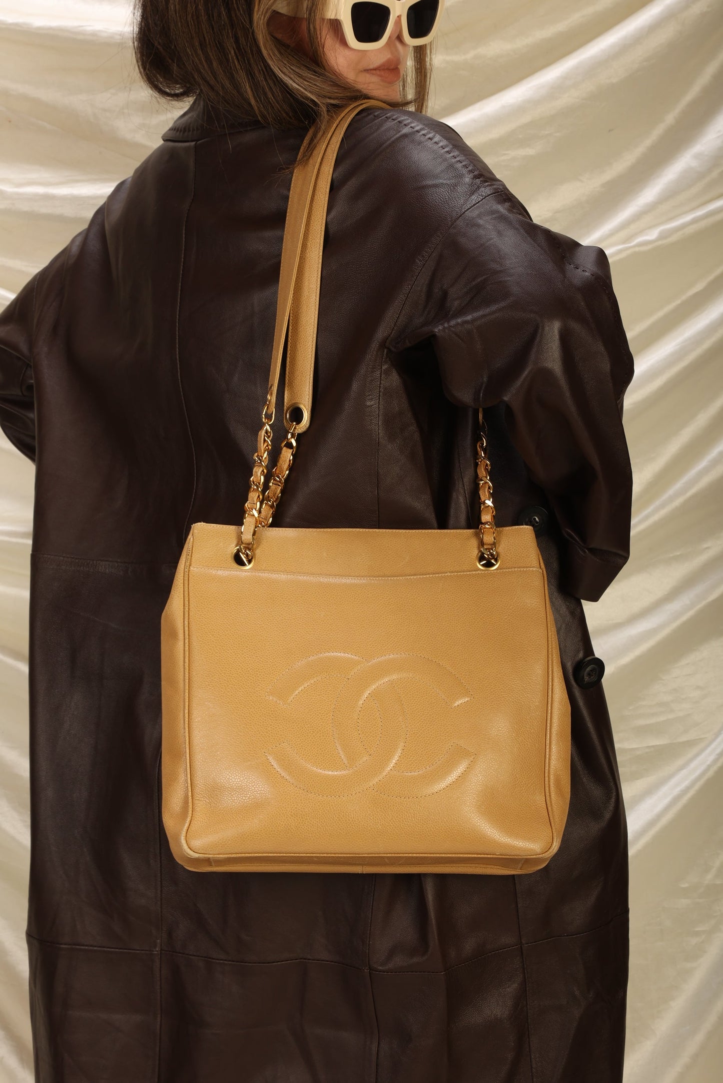 Chanel Caviar Double Sided Turnlock Tote