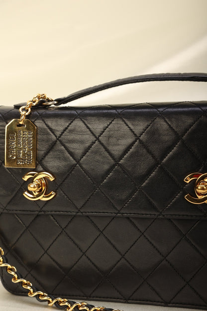 Extremely Rare Chanel 1989 Lambskin Double Turnlock Briefcase Bag