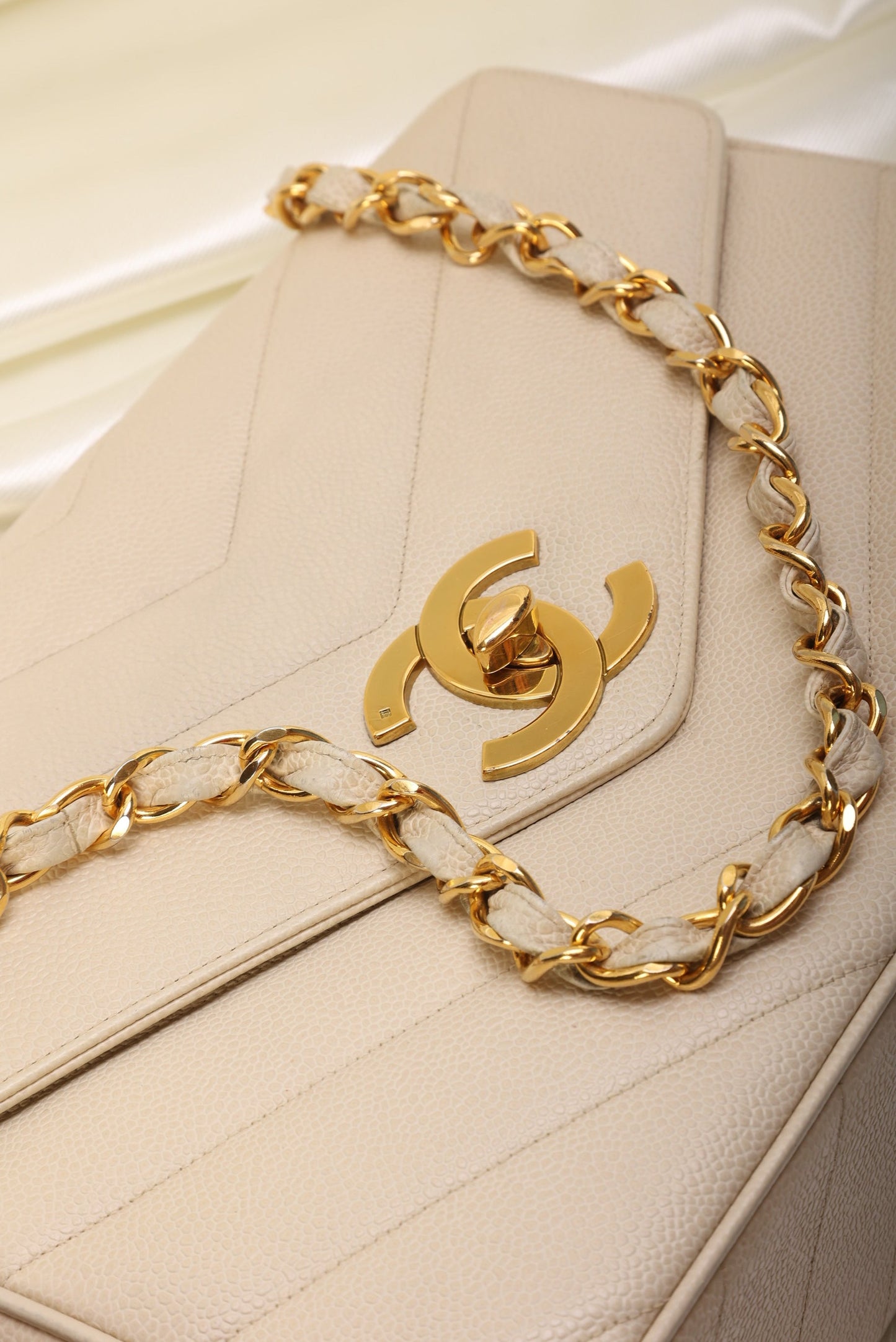 Chanel 1994 Caviar Chevron Jumbo Flap