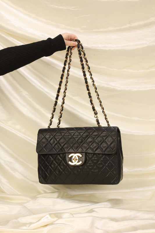 Chanel XL Logo Lambskin Jumbo Flap