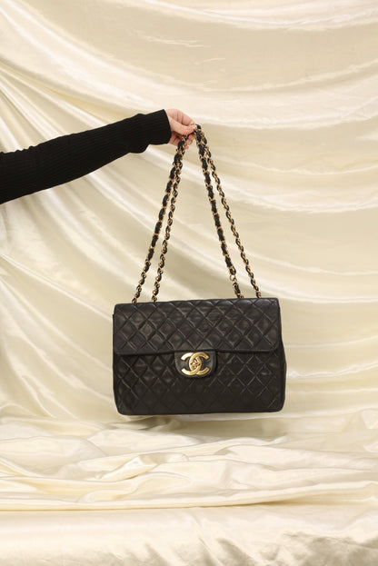 Chanel XL Logo Lambskin Jumbo Flap