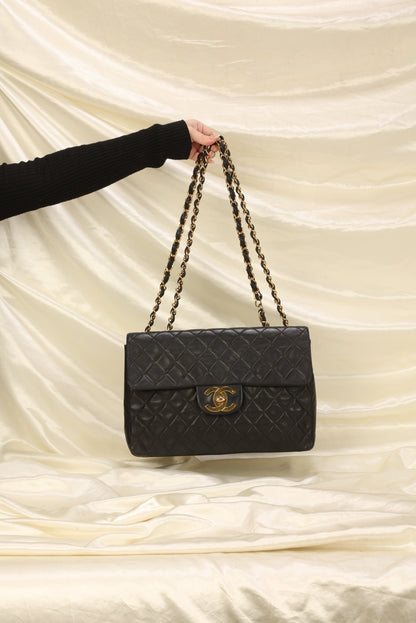 Chanel XL Logo Lambskin Jumbo Flap