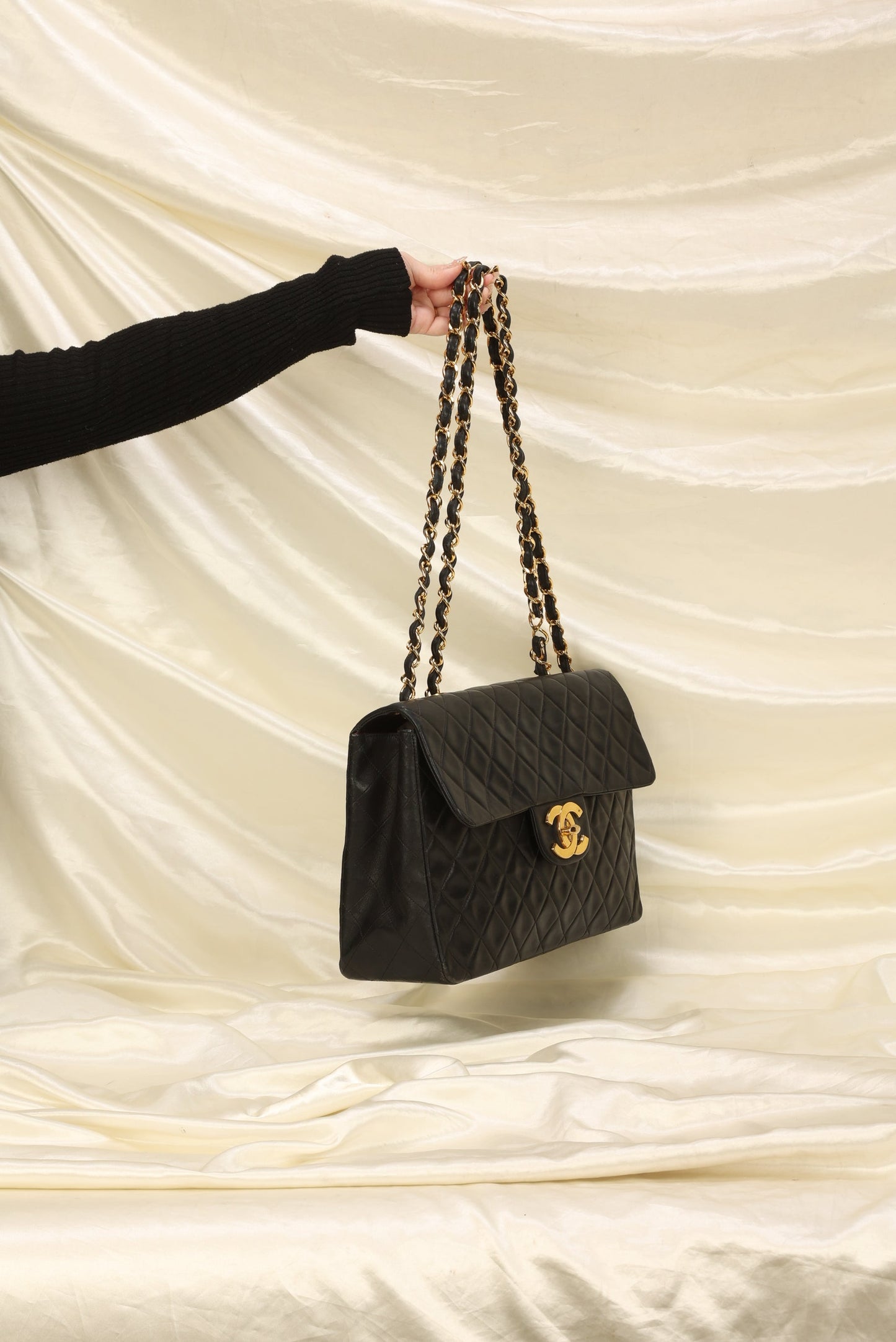 Chanel XL Logo Lambskin Jumbo Flap
