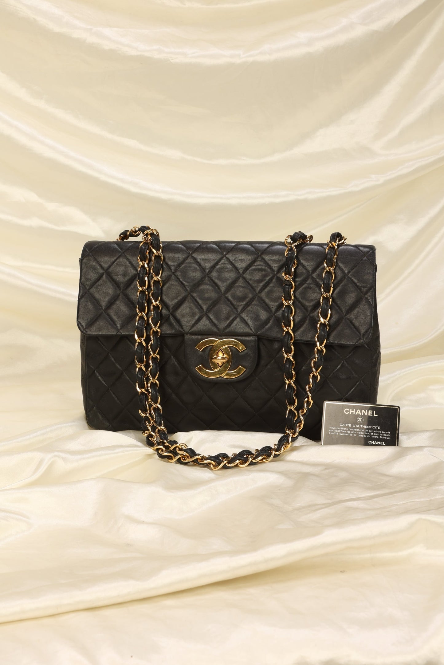 Chanel XL Logo Lambskin Jumbo Flap