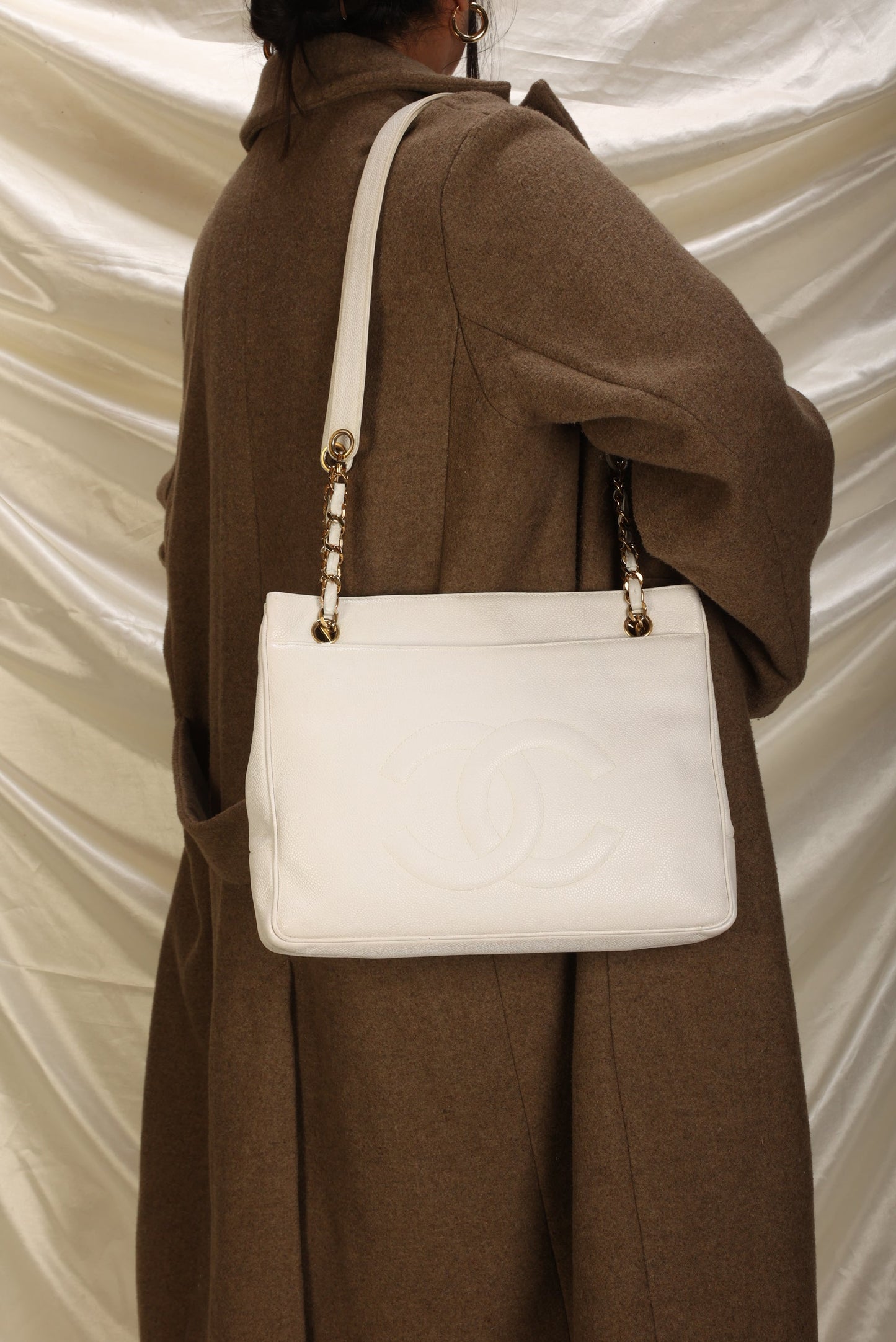 Chanel Caviar White Timeless Tote