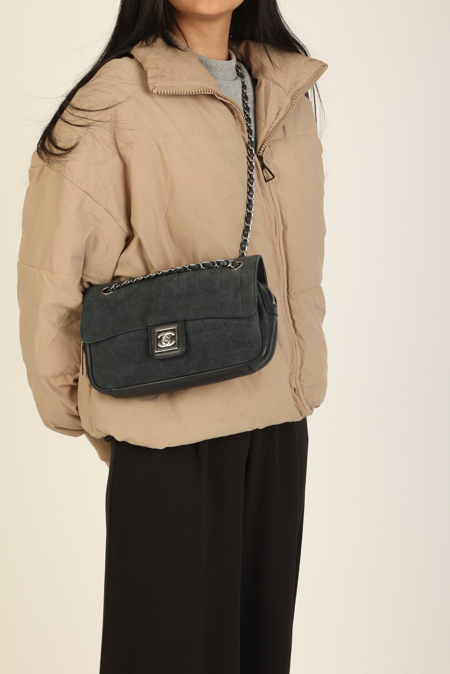 Chanel 2008 Suede Zip Flap