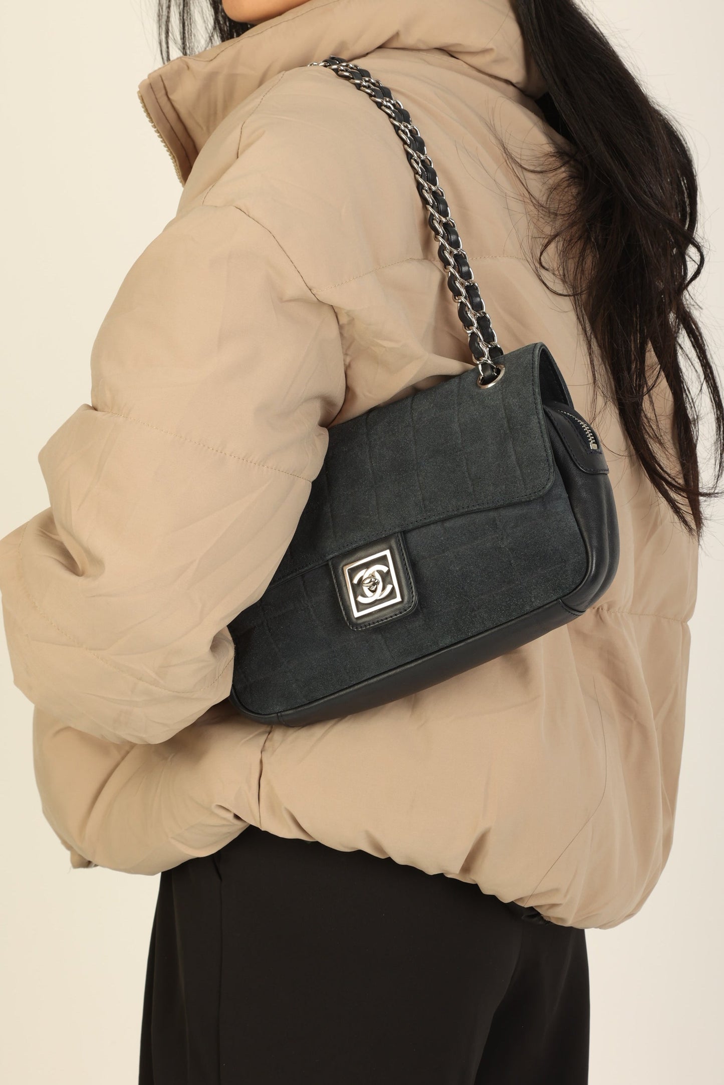 Chanel 2008 Suede Zip Flap