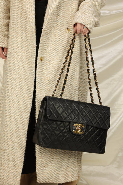 Chanel XL Logo Lambskin Jumbo Flap