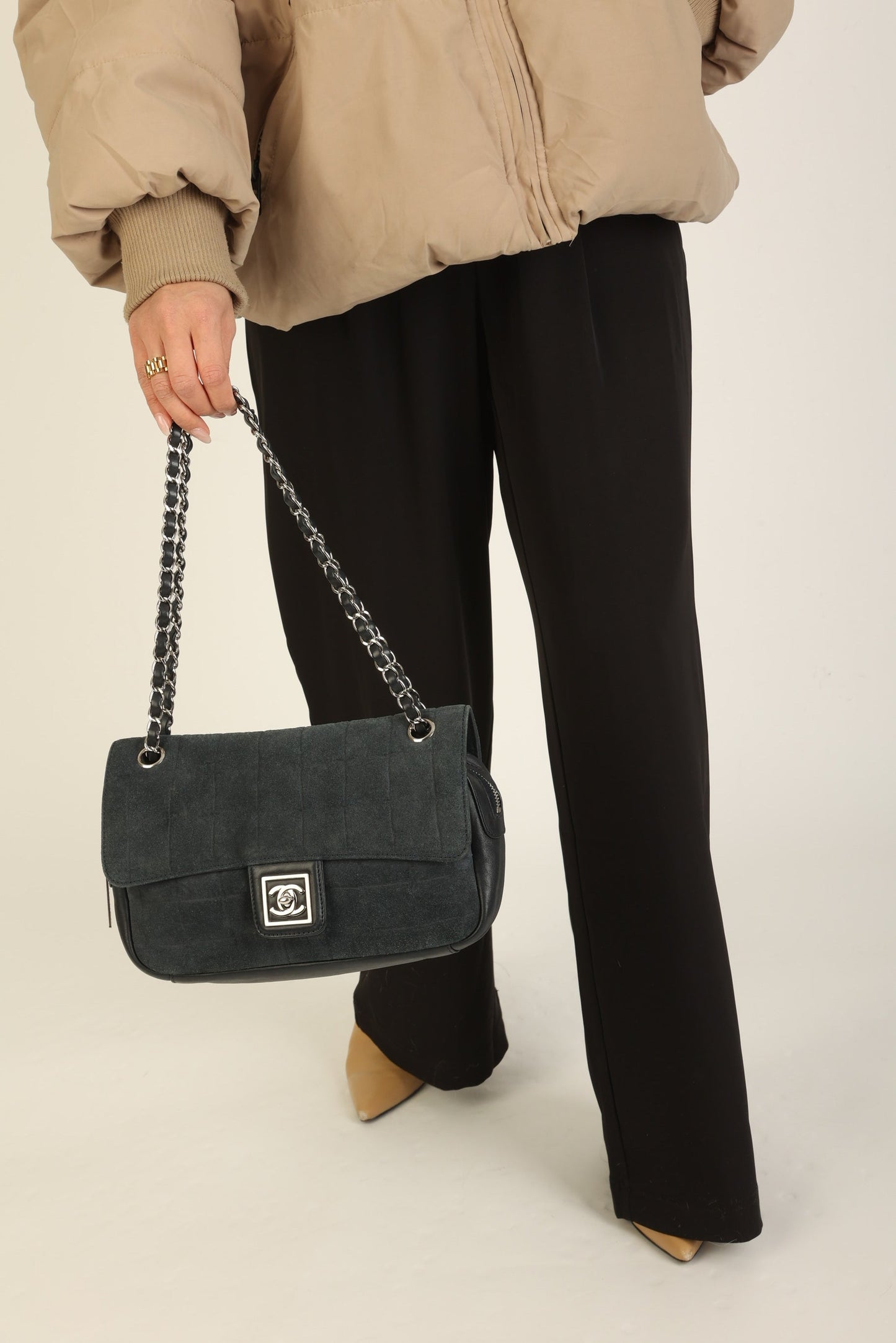 Chanel 2008 Suede Zip Flap