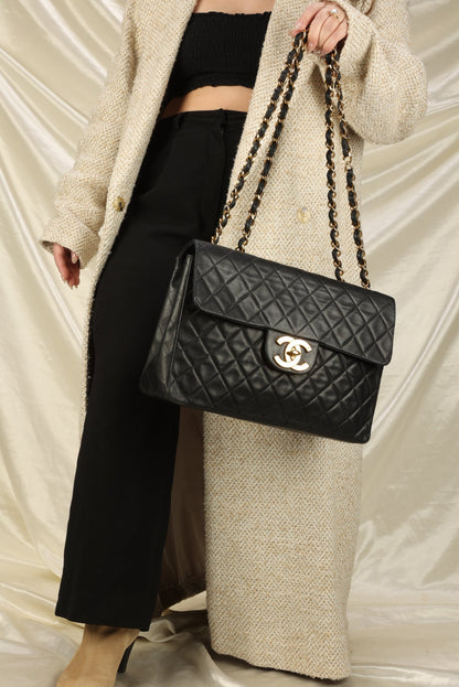 Chanel XL Logo Lambskin Jumbo Flap