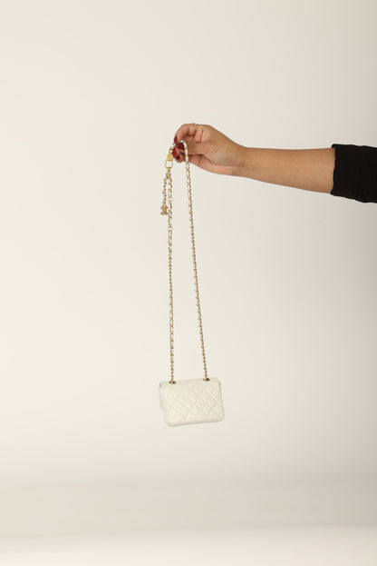Chanel 2020 Patent White Micro Flap