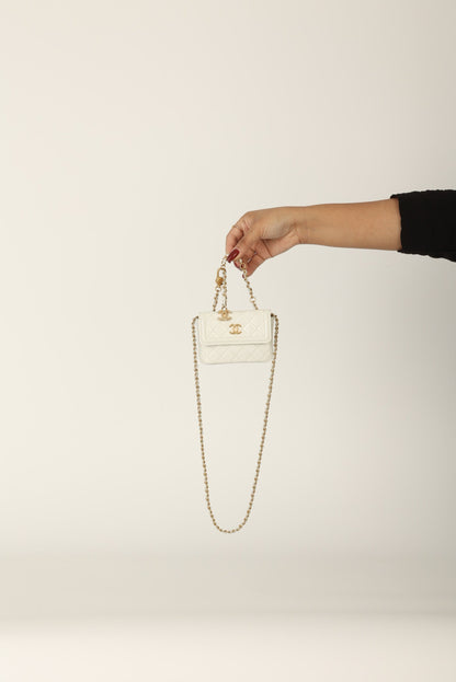 Chanel 2020 Patent White Micro Flap