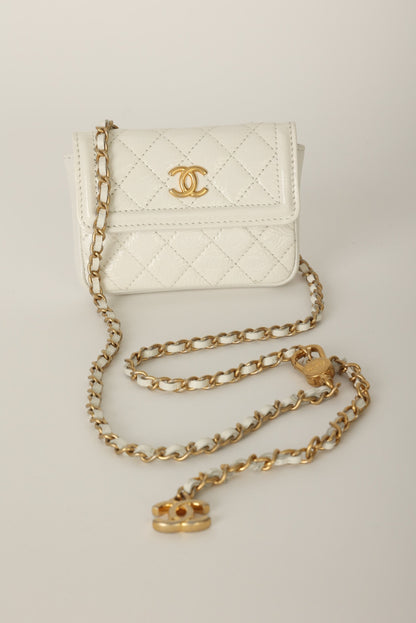 Chanel 2020 Patent White Micro Flap
