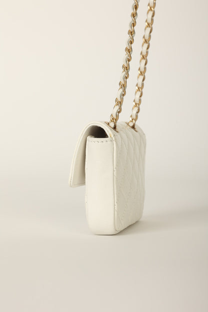 Chanel 2020 Patent White Micro Flap
