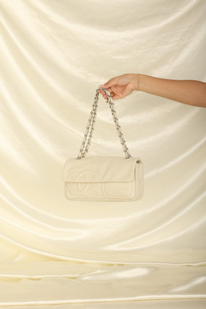 Chanel 2006 Calfskin Diagonal CC Flap Bag