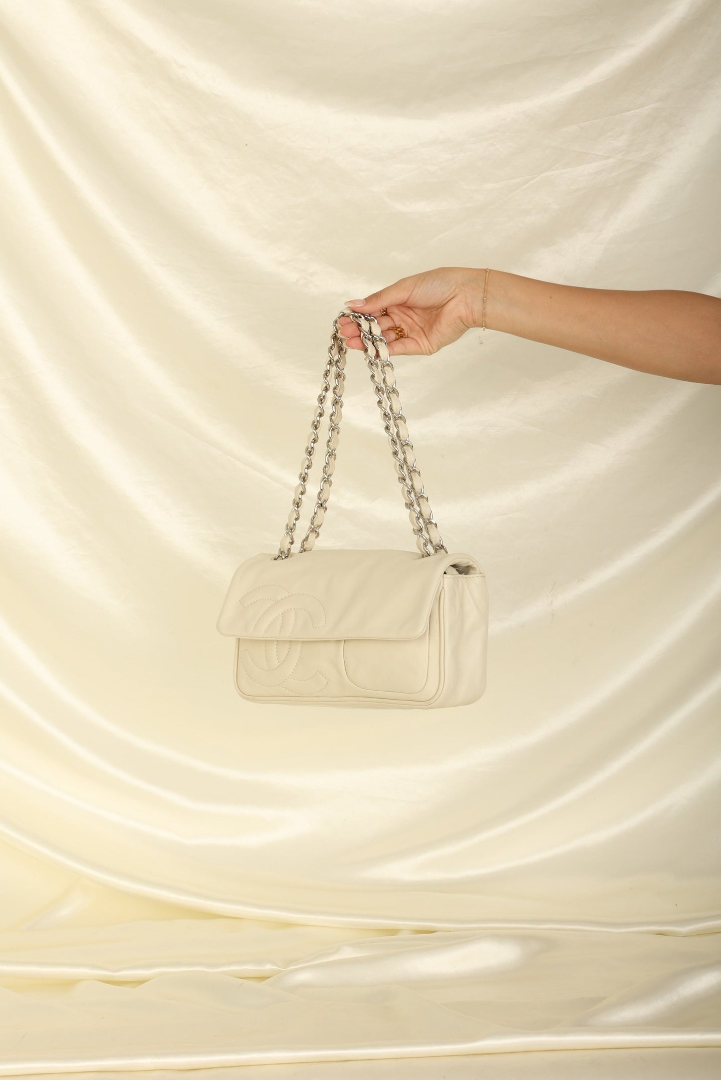 Chanel 2006 Calfskin Diagonal CC Flap Bag