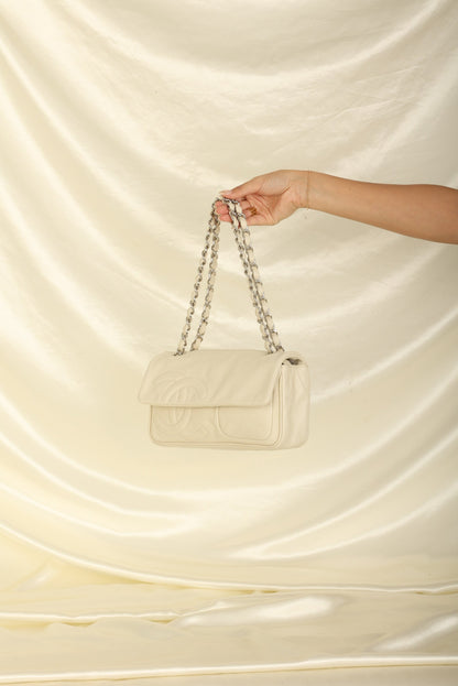 Chanel 2006 Calfskin Diagonal CC Flap Bag