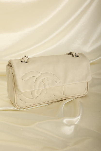 Chanel 2006 Calfskin Diagonal CC Flap Bag
